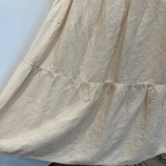 Wildfox Beige‎ Louisa Tiered Maxi Skirt Linen Blend Boho Cottage Peasant Prairie - Picture 6 of 10